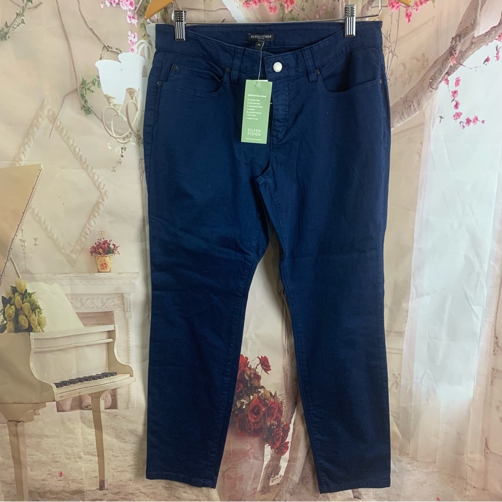 NEW Eileen Fisher Organic Cotton Denim High-Waisted Jean in blue